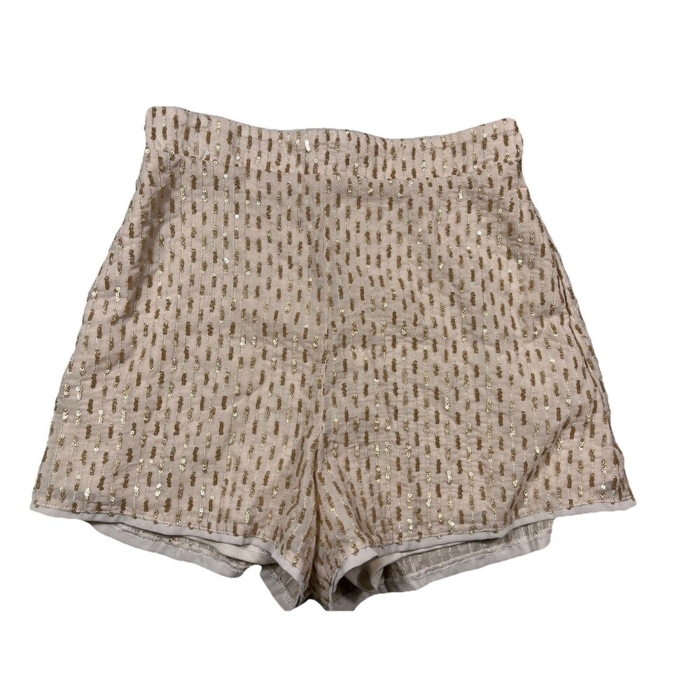 Show Me Your Mumu Medium Sequin Skort Shorts Beige Gold Sparkle Party Festival